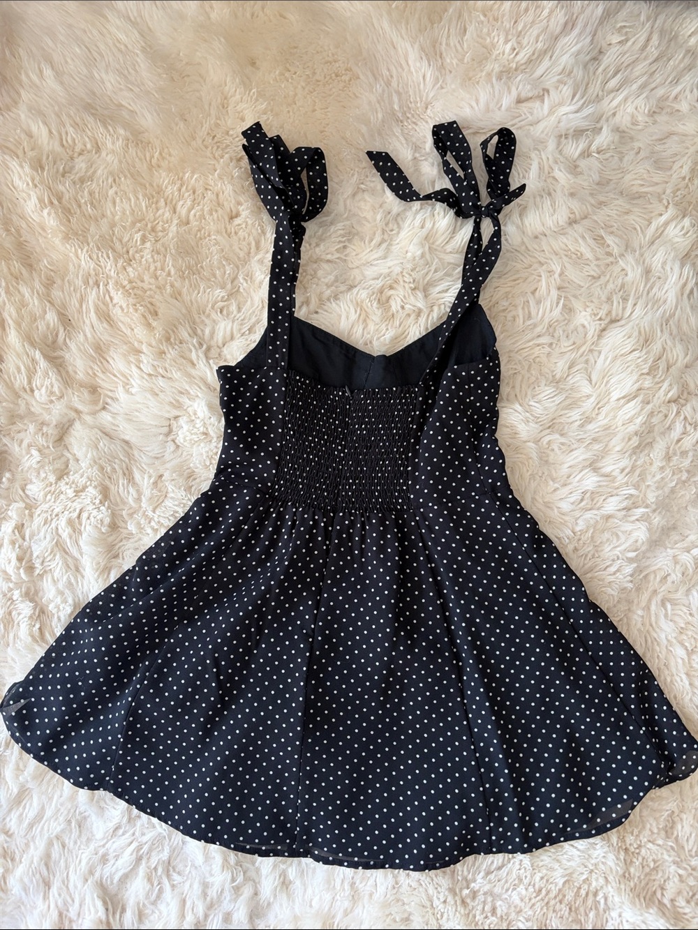 Girls Black Polka Dot Tie-Strap Sundress Size XL - Picture 4 of 4